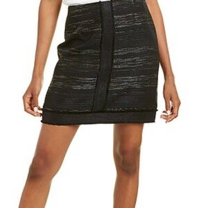 Elie Tahari Black Woven Midi Skirt